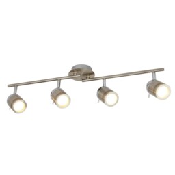 Satin Silver Bathroom Vintage 4 Lamp Split Bar Ceiling Spotlight Ip44
