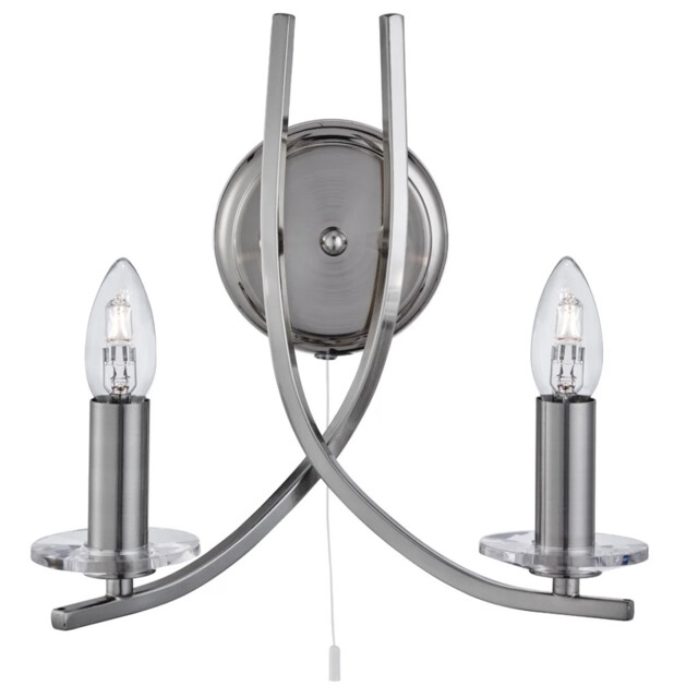 Wall Light Silver Ascona Satin Searchlight 4162-2ss