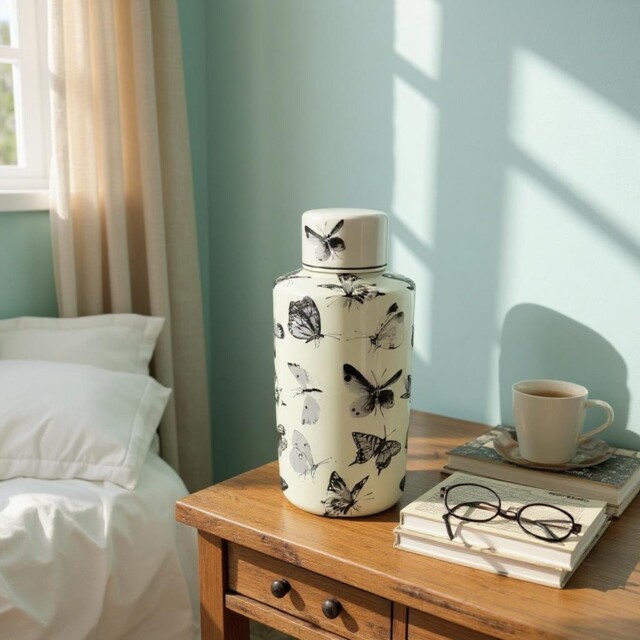 Butterfly Floral Ceramic Ginger Jar Vase Porcelain Vase Flowers