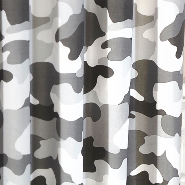 "Grey Army Camouflage Camo Fully Lined Curtains With Tie Backs Boys 66"""