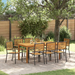 Garden Dining Set 9 Pcs Black Poly Rattan Vidaxl
