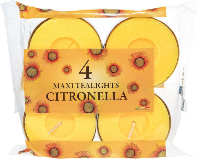 Price's Candles Citronella Maxi Tealights Pack Of 4 Long Burning 10