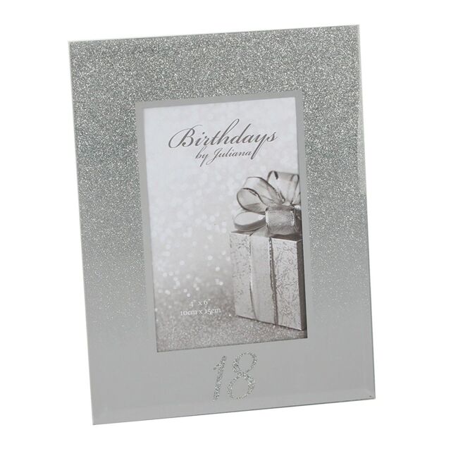 Silver Glitter Mirror Glass Photo Frame 4 X 6 Gift Birthdays By