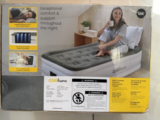 Cosi Luxury Single Size Air Mattress - Elevated Inflatable Air Bed,