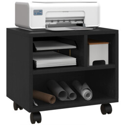 Printer Stand 40x30x36cm Black Particle Board Mobile Cart 3