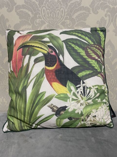 Arthouse Tropical Toucan Cushion Green Pillow Scatter Polyester Filled