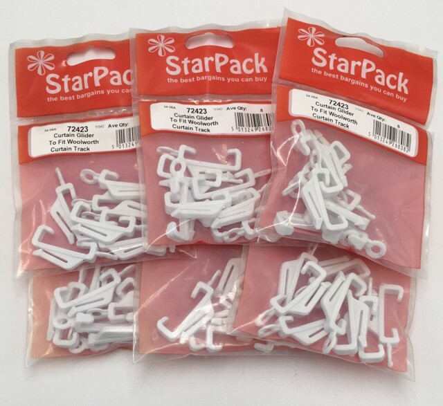 6 X (pack Of 8)curtain Glider To Fit Woolworth Curtain Track Starpack