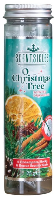 Scentsicles O Christmas Tree Scented Ornament With 6 Hooks + Scenter