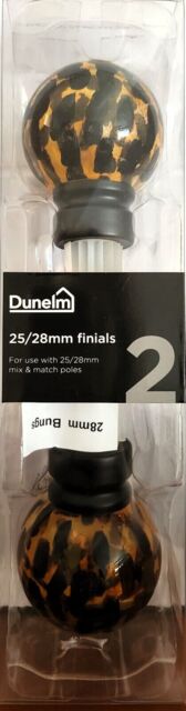 Dunelm 25/28mm Tortoiseshell Finials Pair - Matt Black