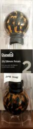 Dunelm 25/28mm Tortoiseshell Finials Pair - Matt Black