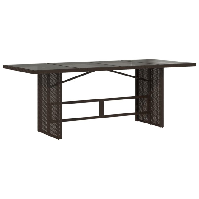 Garden Table With Glass Top Patio Outdoor Dining Table Poly Rattan