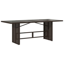 Garden Table With Glass Top Patio Outdoor Dining Table Poly Rattan