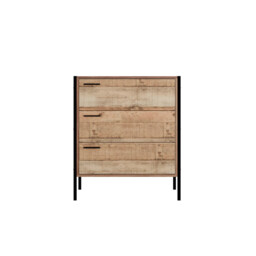 Hoxton 3-drawer Chest -industrial Chic With Distressed Oak Effect &