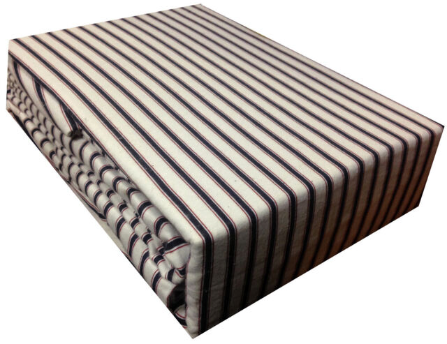 Double Bed Flannelette Sheet Set Navy Stripes Blue Red White Warm