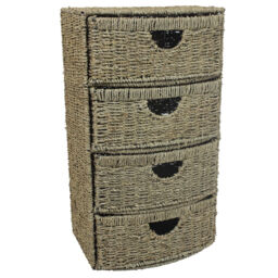 Jvl 4-drawer Bow Front Natural Seagrass Cabinet Chest Storage Unit