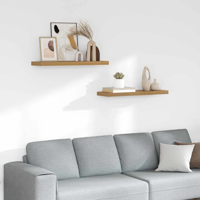 Wall Shelf 2 Pcs Brown 90 X 23.5 X 4 Cm Engineered Wood Vidaxl