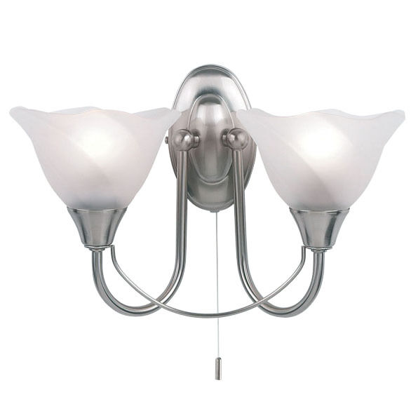 Sale Traditional Satin Chrome Wall Light Acid Swirl Glass Shades 2 X