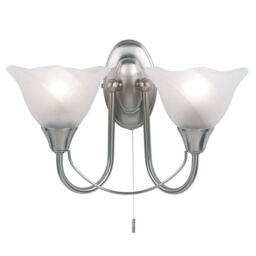 Sale Traditional Satin Chrome Wall Light Acid Swirl Glass Shades 2 X