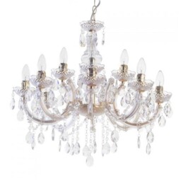 Litecraft Marie Therese Chandelier Crystal Effect Gold Ceiling E14 12