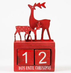 Reindeer Christmas Countdown Calendar Block Red & White Advent Sass &