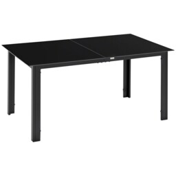 Outsunny Outdoor Dining Table For 6 Patio Table With Glass Tabletop