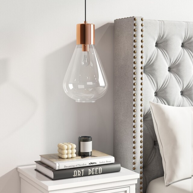 Small Clear Glass Teardrop Pendant Ceiling Light - Sorrento Nym039