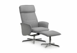 Julian Bowen Aria Grey Linen Recliner & Stool With Chrome Base