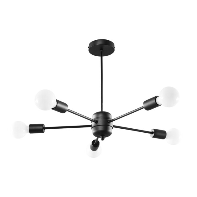 Modern Chandelier Lango 5 5-light Steel Black E27 Led Sollux Lighting