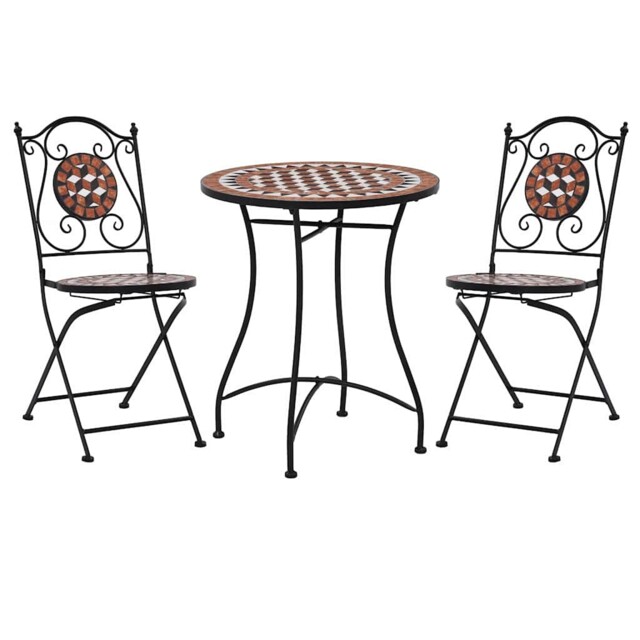 Mosaic Bistro Set Ceramic Tile Patio Outdoor Bar Set Pub Table 3 Pcs