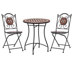 Mosaic Bistro Set Ceramic Tile Patio Outdoor Bar Set Pub Table 3 Pcs