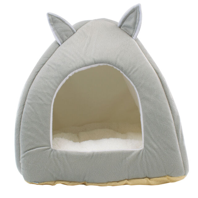 Trixes Kitten Cat Bed Grey Teddy Bear Fleece Style Super Soft Dog Bed