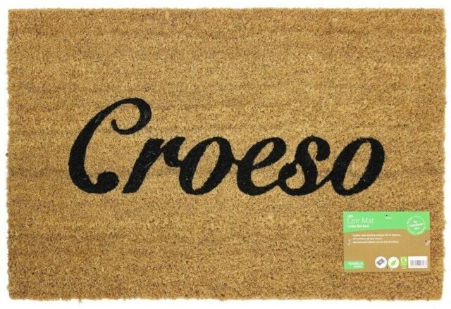 Welsh Coir Door Mat 40cm X 60cm Welcome To Wales 'croeso' Doormat -