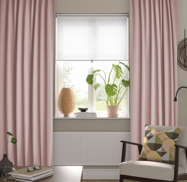 Ikea Rare Retired Pink Sanela Velvet Curtains 140 X 250cm 100% Cotton