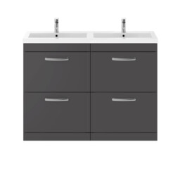 Nuie Athena Gloss Grey 1200mm 4 Drawer Vanity Unit And Double