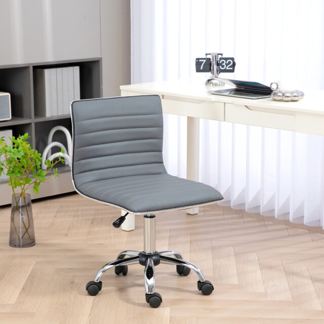 Armless Mid-back Adjustable Office Chair With 360 Swivel Light Grey