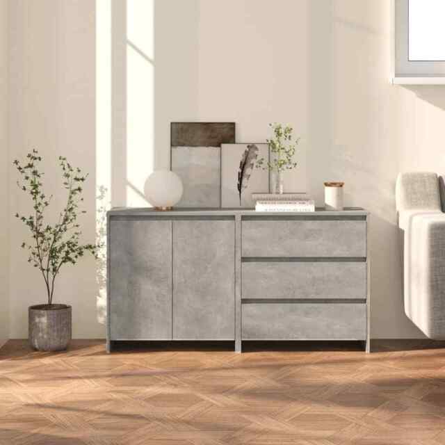 2 Piece Sideboard Concrete Grey Engineered Wood Vidaxl