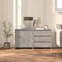 2 Piece Sideboard Concrete Grey Engineered Wood Vidaxl