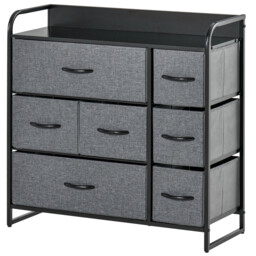 7 Drawer Fabric Dresser Storage Chest Bedroom Tallboy Grey Organiser
