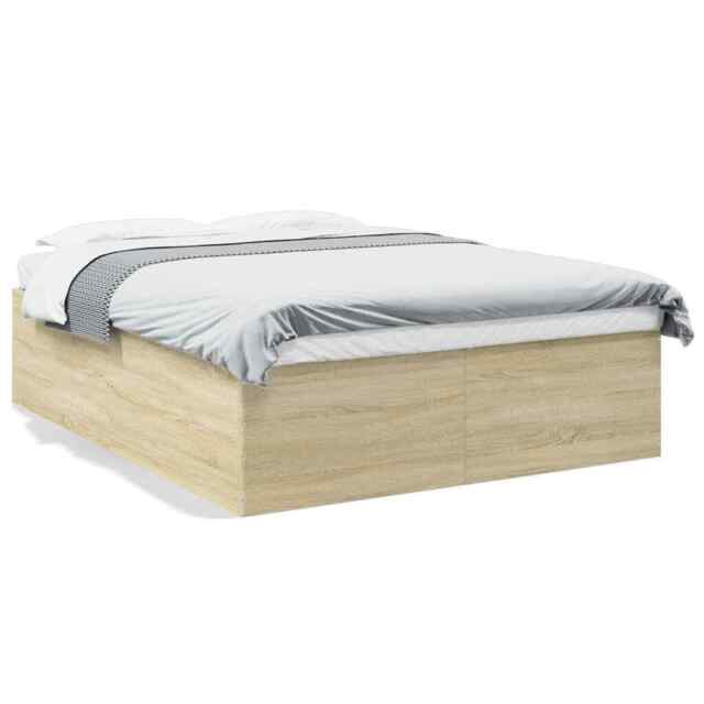 Bed Frame Sonoma Oak 150x200 Cm King Size Engineered Wood Vidaxl