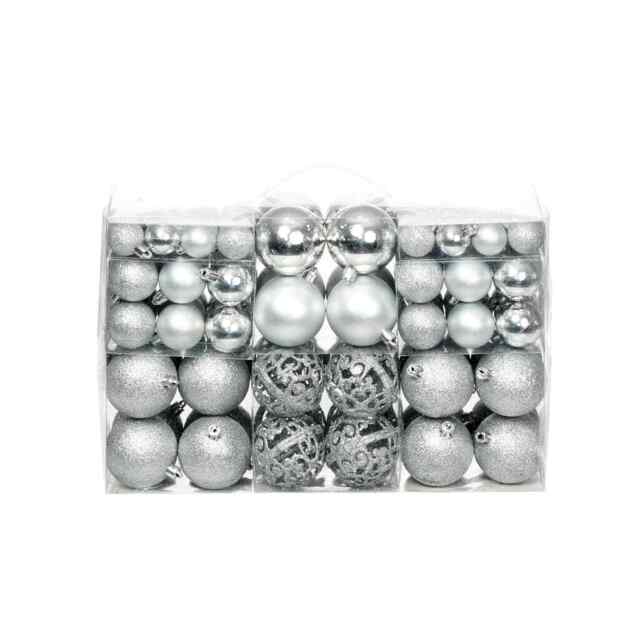 100 Piece Christmas Ball Set 3/4/6 Cm Silver Vidaxl