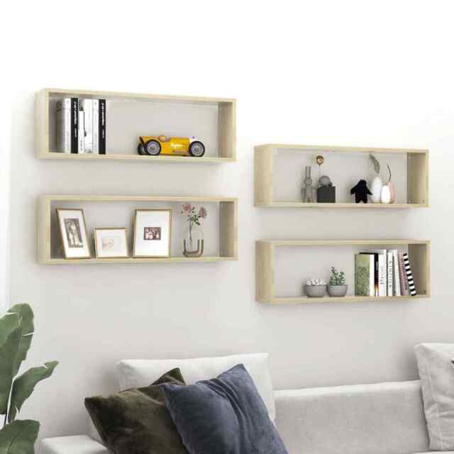 Wall Cube Shelf 4 Pcs Sonoma Oak 80x15x26.5 Cm Engineered Wood Vidaxl