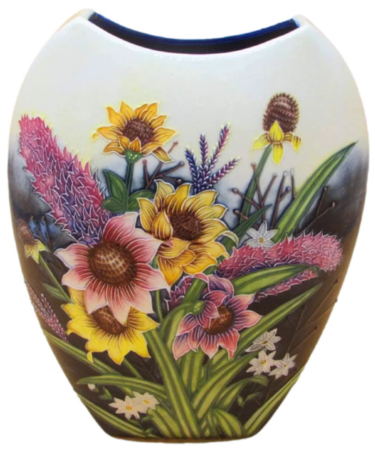 Vase Old Tupton Ornament Colourful Tube Lined 7 Floral Designs Brand