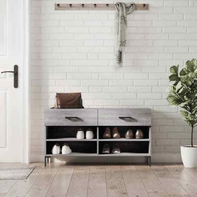 Shoe Bench Grey Sonoma 102x35x55 Cm Engineered Wood Vidaxl