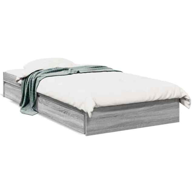 Bed Frame With Drawers Grey Sonoma 90x200 Cm Engineered Wood Vidaxl