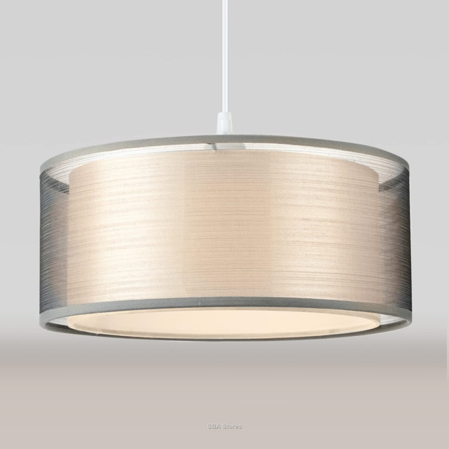 Frideko Home 2 Tier Light Shade Ceiling - Modern Grey Lampshade For