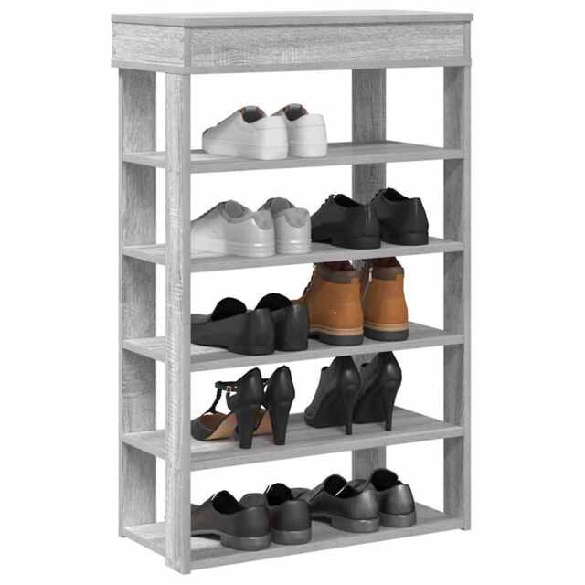 Shoe Rack Grey Sonoma 60x30x98 Cm Engineered Wood Vidaxl