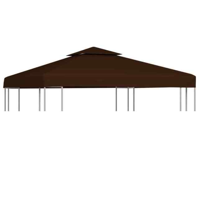 2-tier Gazebo Top Cover 310 G/m² 3x3 M Brown Vidaxl