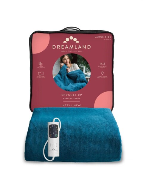 Dreamland, Heated Throw, Intelliheat Luxury, Teal, 16709c
