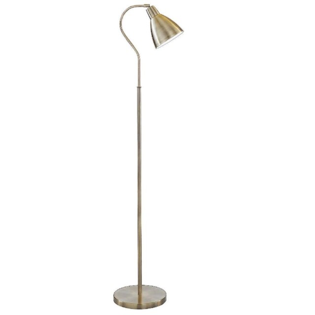 Antique Brass Vintage Swan Neck Metal Dome Head Floor Lamp 145cm