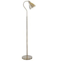 Antique Brass Vintage Swan Neck Metal Dome Head Floor Lamp 145cm
